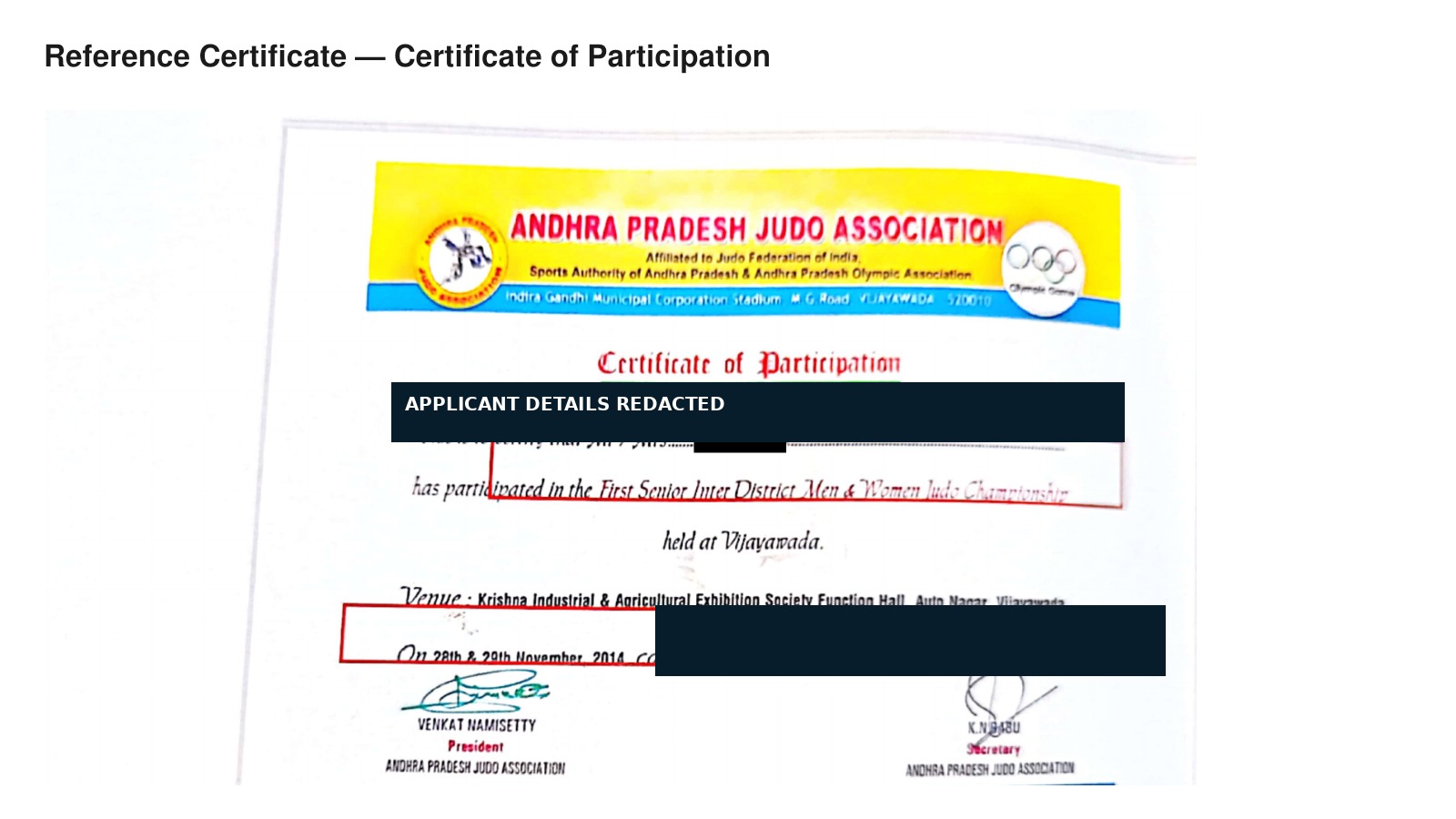 C2-E2 · Reference participation certificate